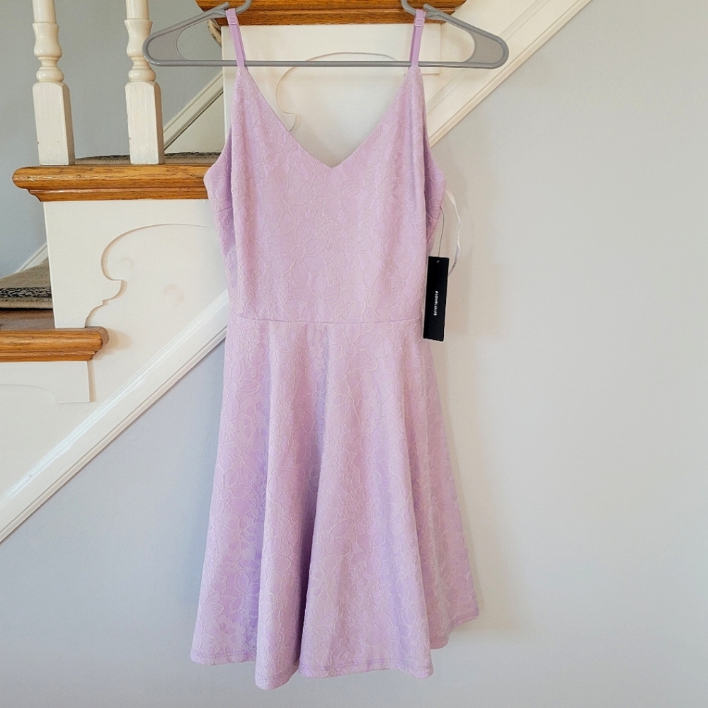 Lulu's Way With Words Lavender Lace Skater Dress XS
